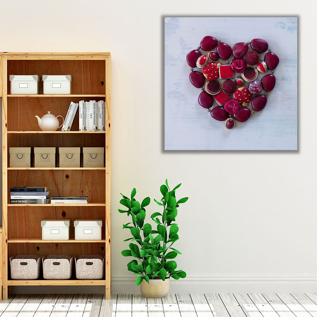 Heart Shaped Eclectic Jewellery - Canvas Print Wall Art