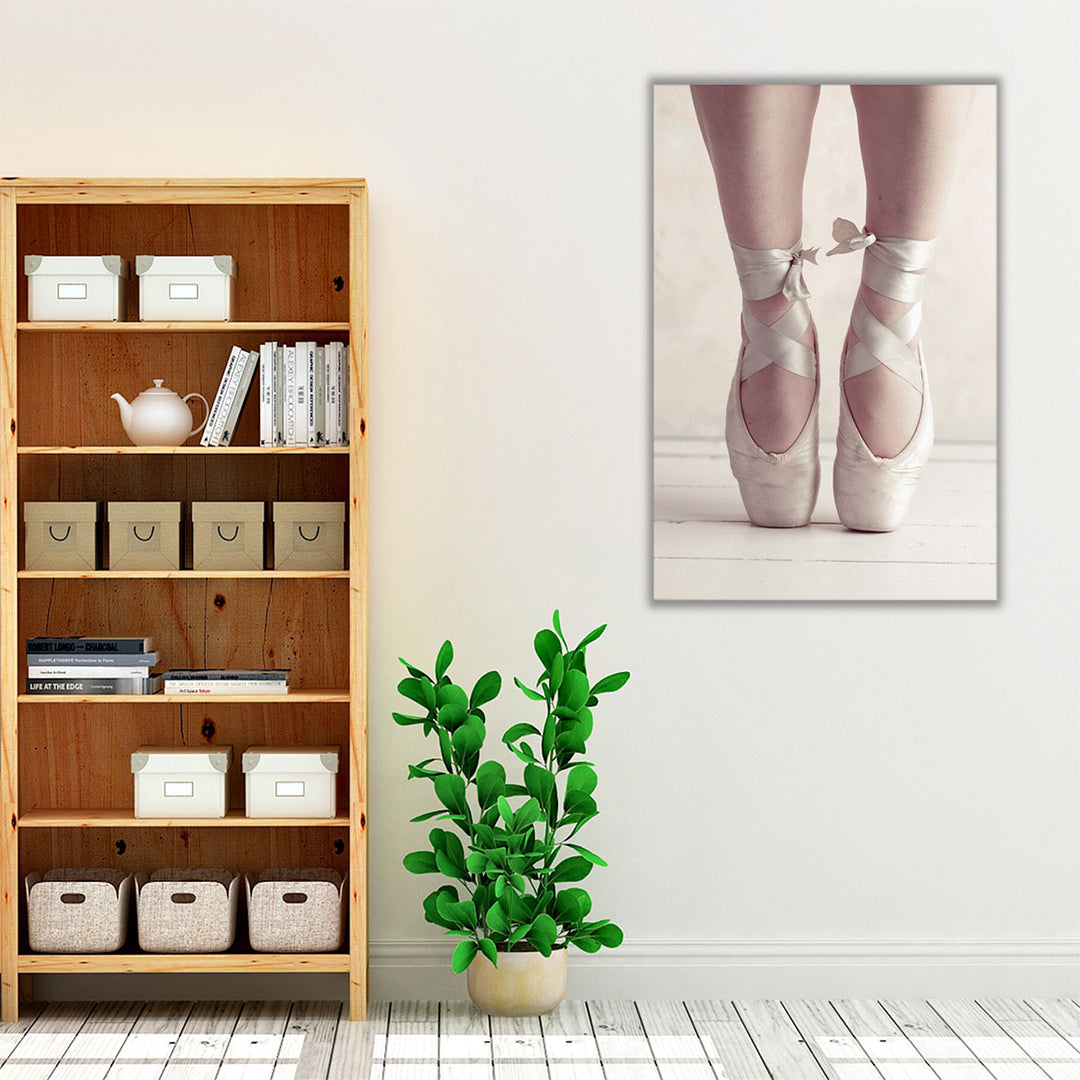 Close-up of a Ballerina Standing on Tiptoe 1 - Canvas Print Wall Art