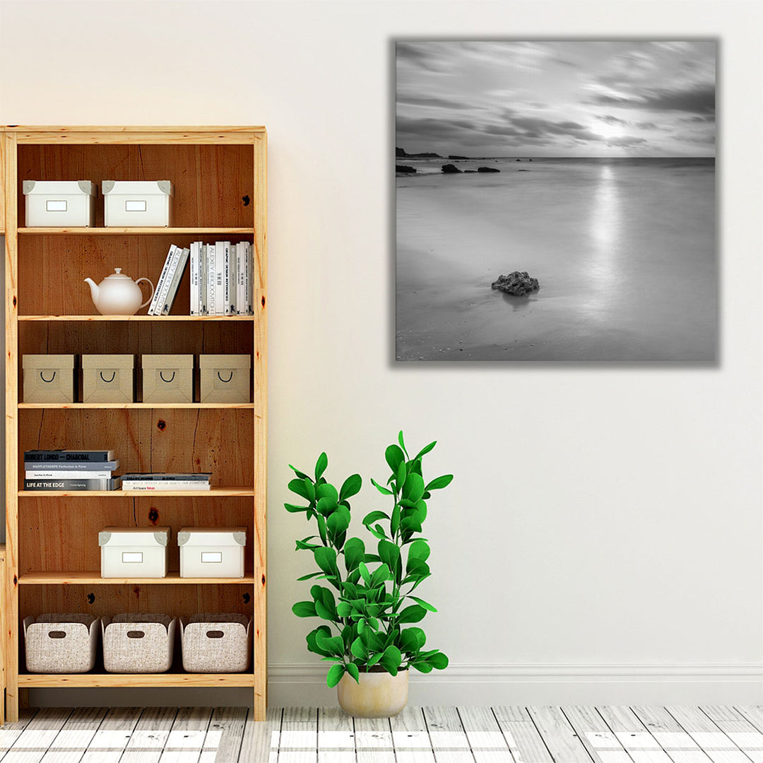 Black and White Beach - Canvas Print Wall Art