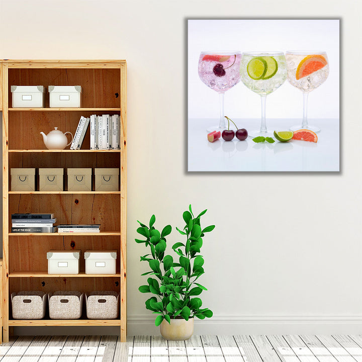 Gin Glasses with Fruits - Canvas Print Wall Art