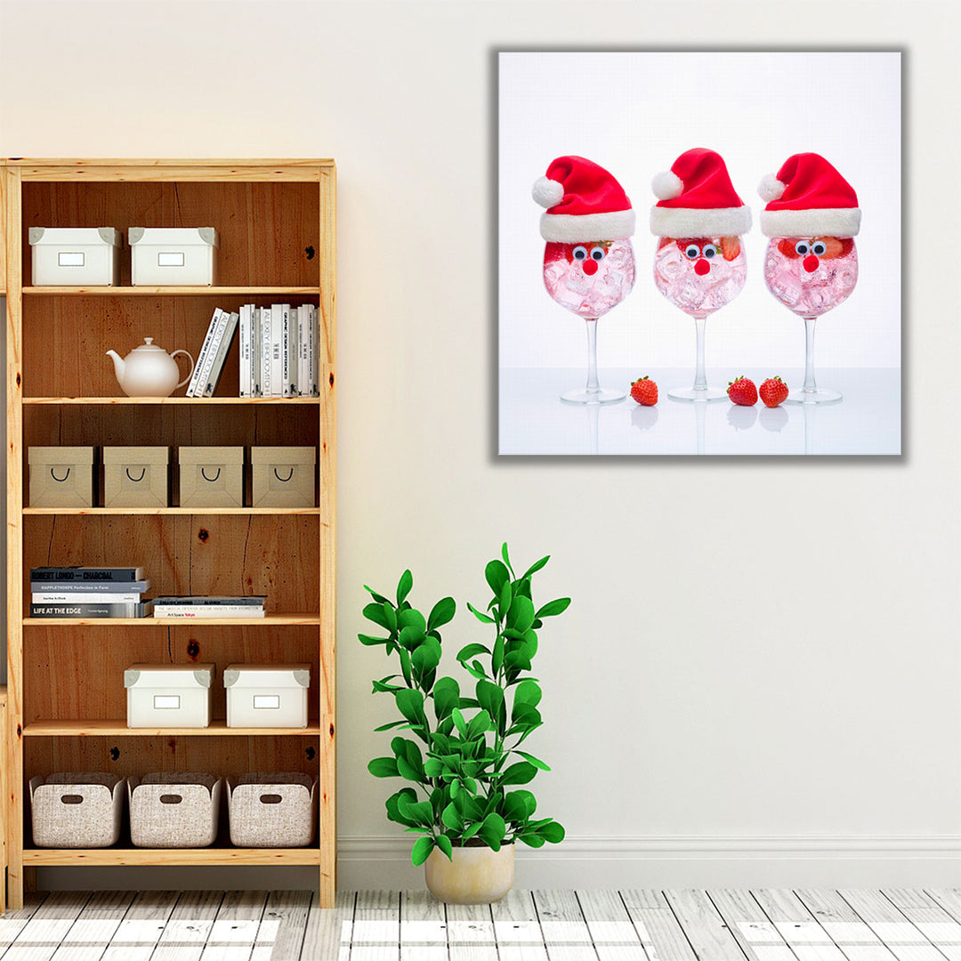 Glass of Gin with Santa Hat - Canvas Print Wall Art