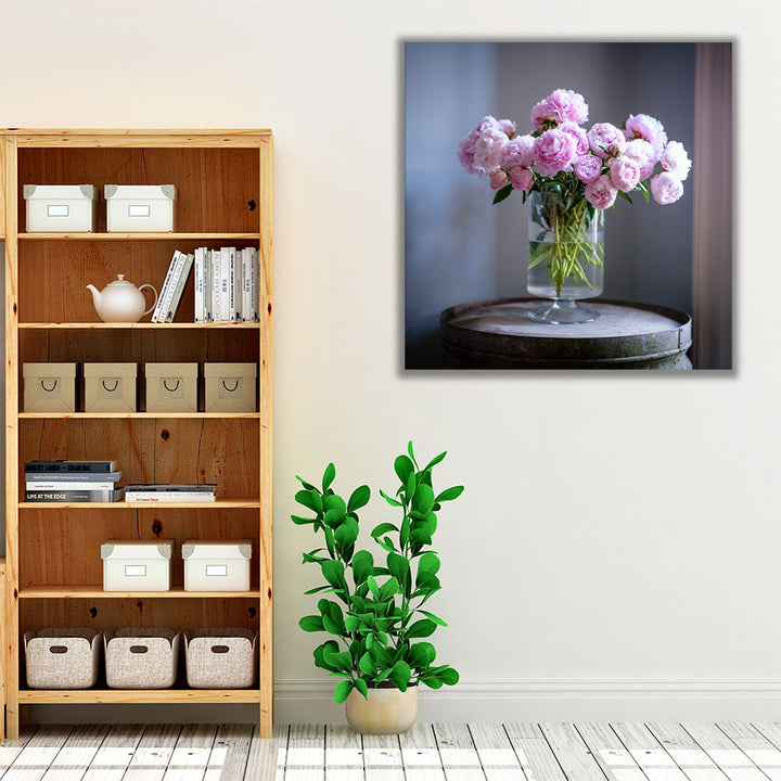 Peonies in Flower Vase - Canvas Print Wall Art