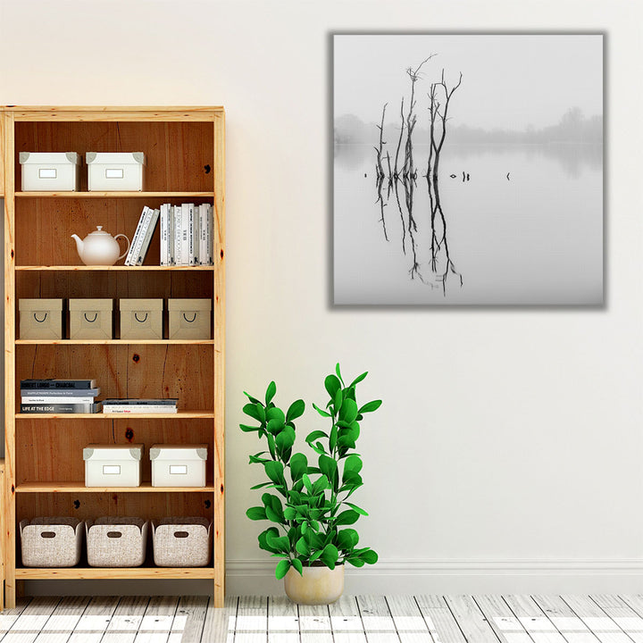 Twigs in Lake - Canvas Print Wall Art