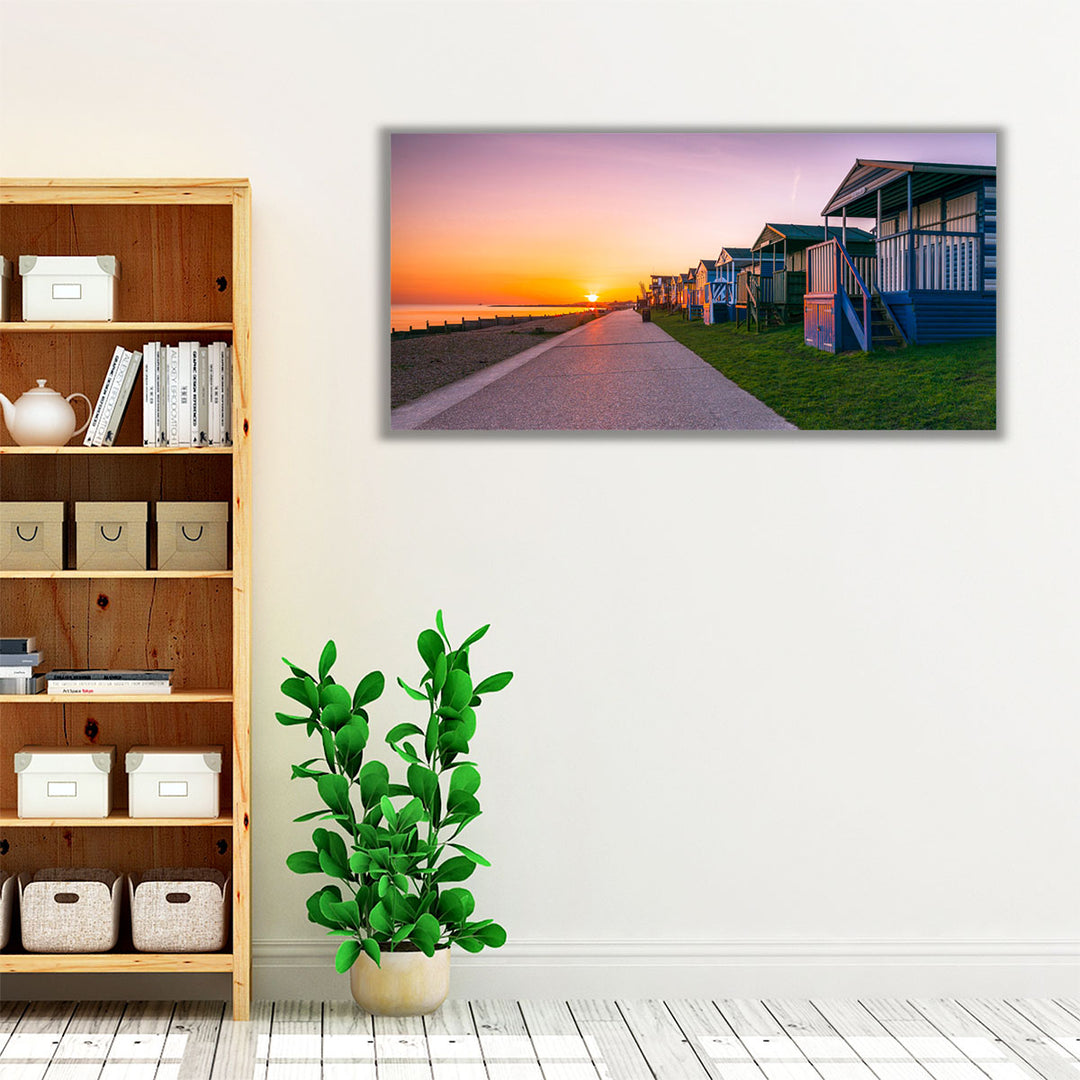 Beach Huts at Sunset - Canvas Print Wall Art