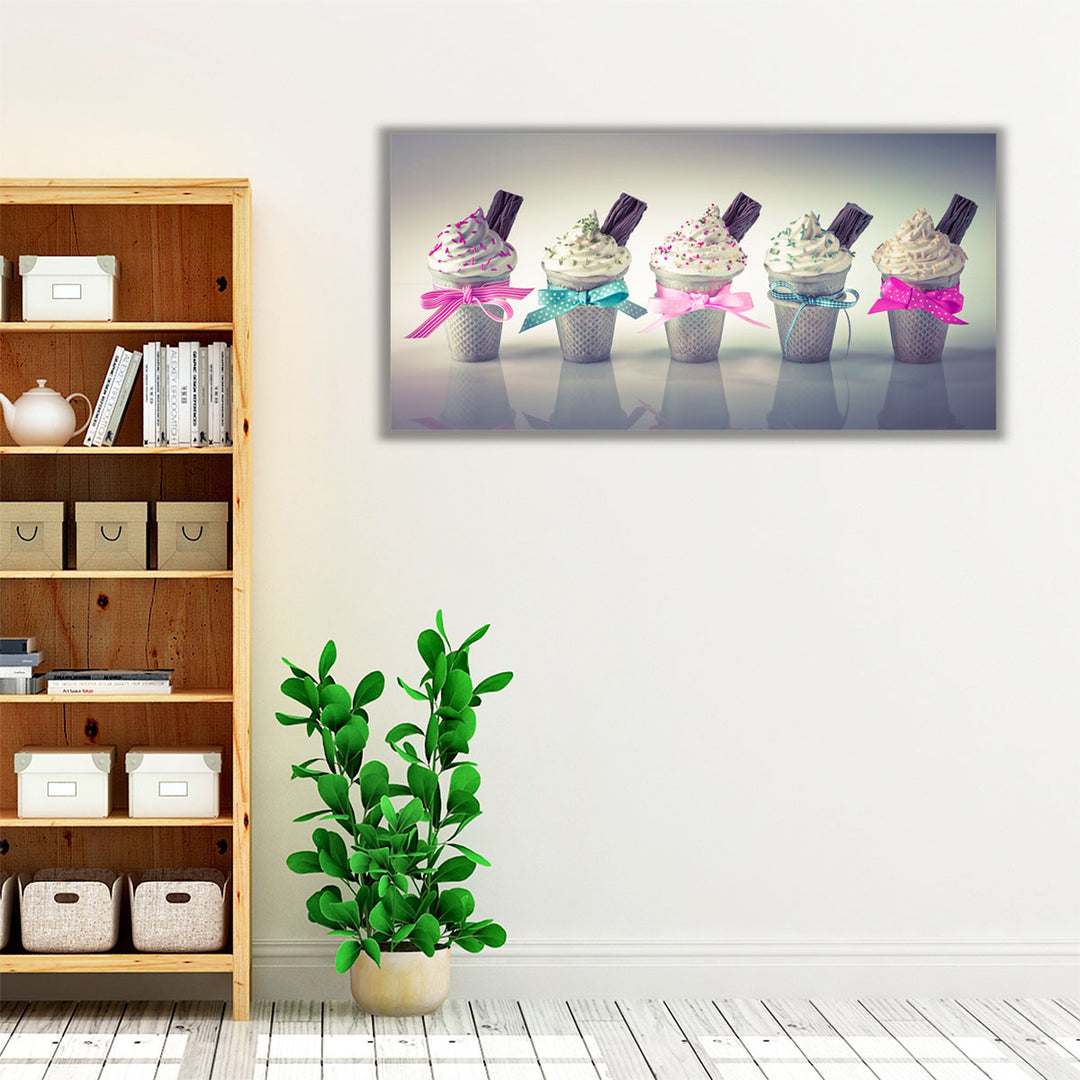 Whippy Ice Creams in a Row - Canvas Print Wall Art