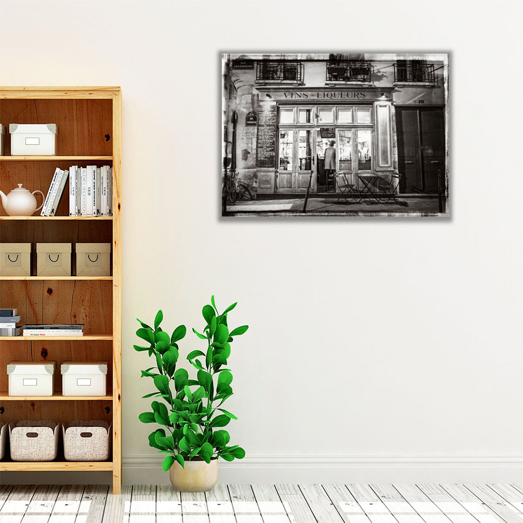 Bar In Paris Black And White - Canvas Print Wall Art