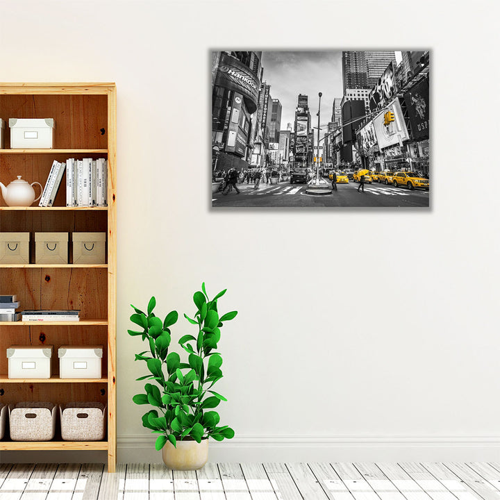 Traffic Signal On Broadway Times Square, Manhattan - Canvas Print Wall Art