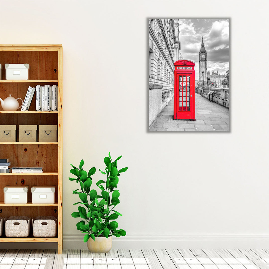 Telephone Booth With Big Ben, London - Canvas Print Wall Art