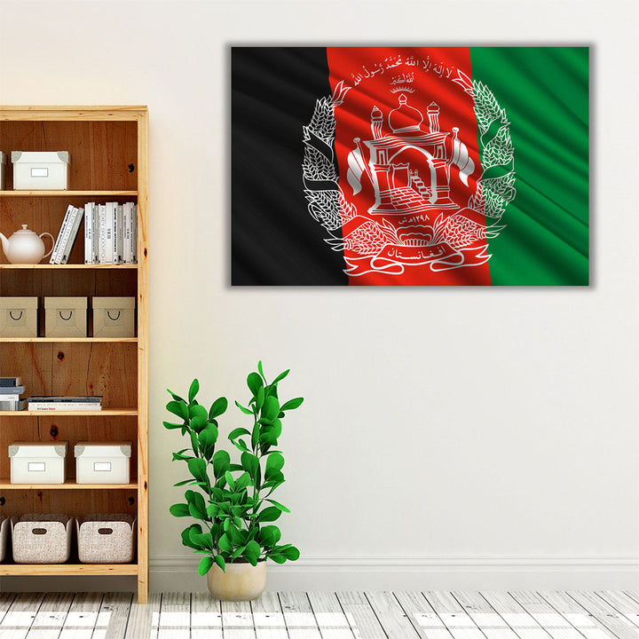 Afghanistan Flag Waving - Canvas Print Wall Art