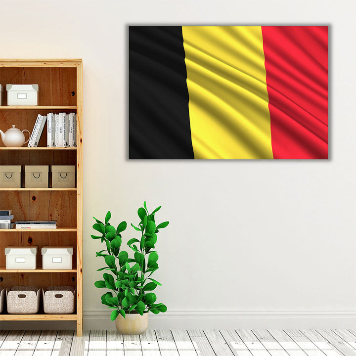 Belgium Flag Waving - Canvas Print Wall Art