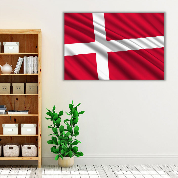 Denmark Flag Waving - Canvas Print Wall Art