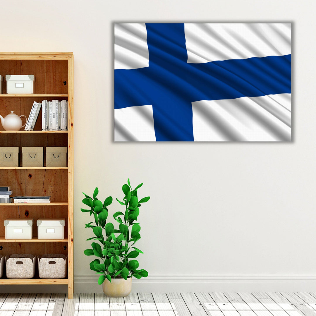 Finland Flag Waving - Canvas Print Wall Art