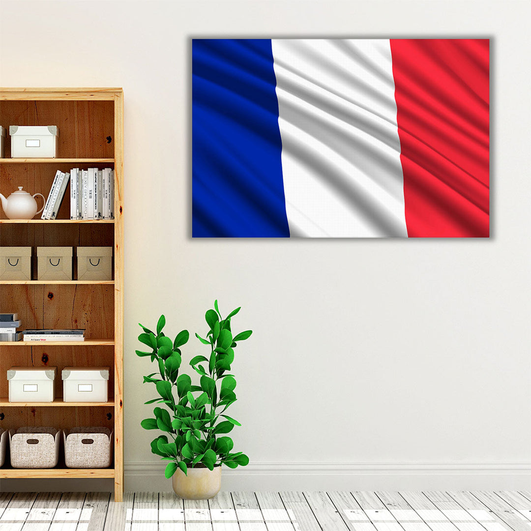 France Flag Waving - Canvas Print Wall Art