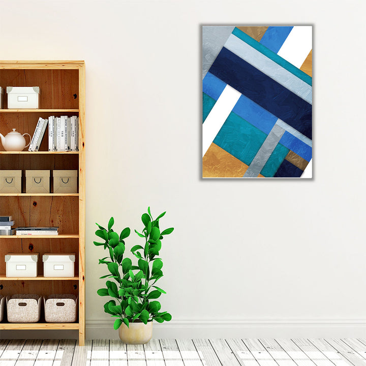 Stipe Overlay Blue - Canvas Print Wall Art