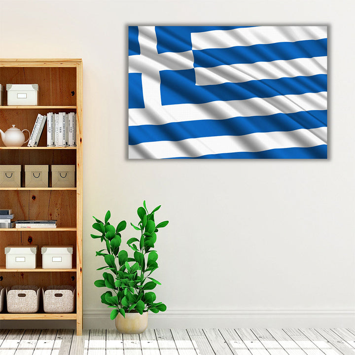 Greece Flag Waving - Canvas Print Wall Art