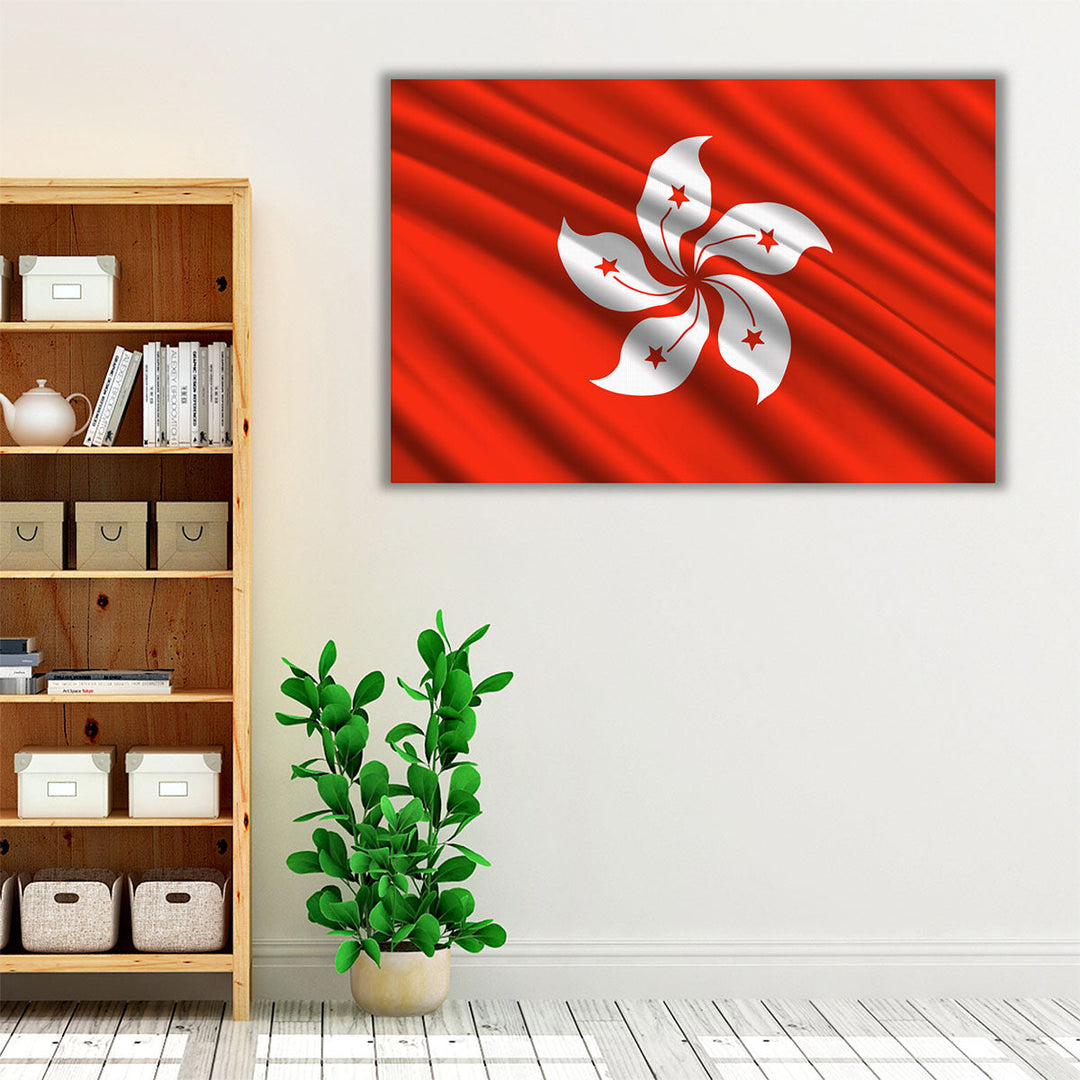 Hong Kong Flag Waving - Canvas Print Wall Art