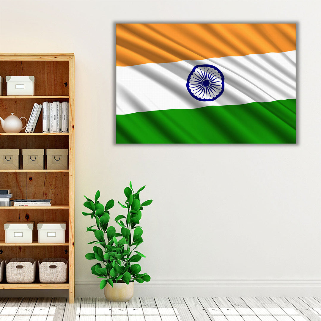 India Flag Waving - Canvas Print Wall Art