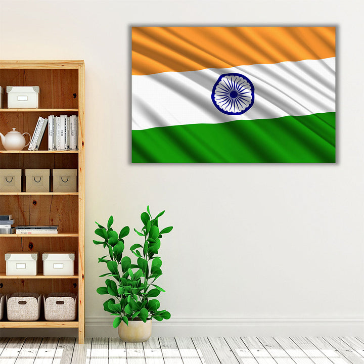 India Flag Waving - Canvas Print Wall Art