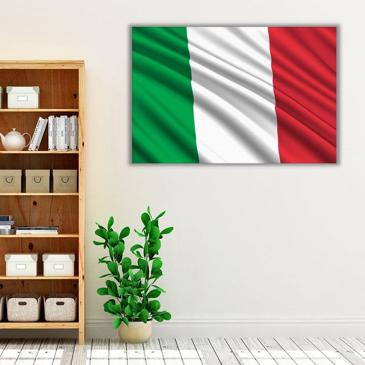 Italy Flag Waving - Canvas Print Wall Art