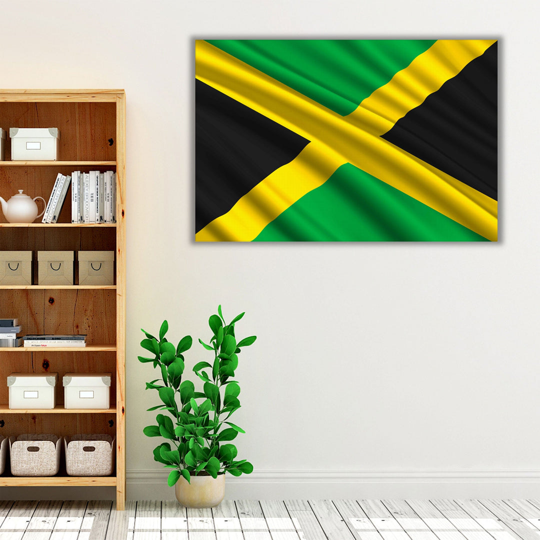 Jamaica Flag Waving - Canvas Print Wall Art