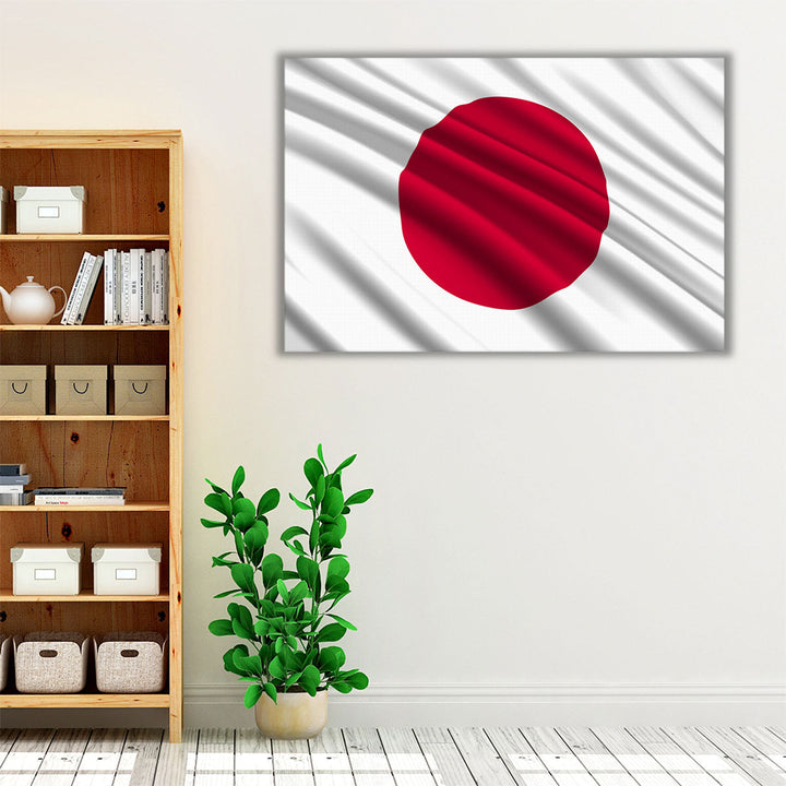 Japan Flag Waving - Canvas Print Wall Art