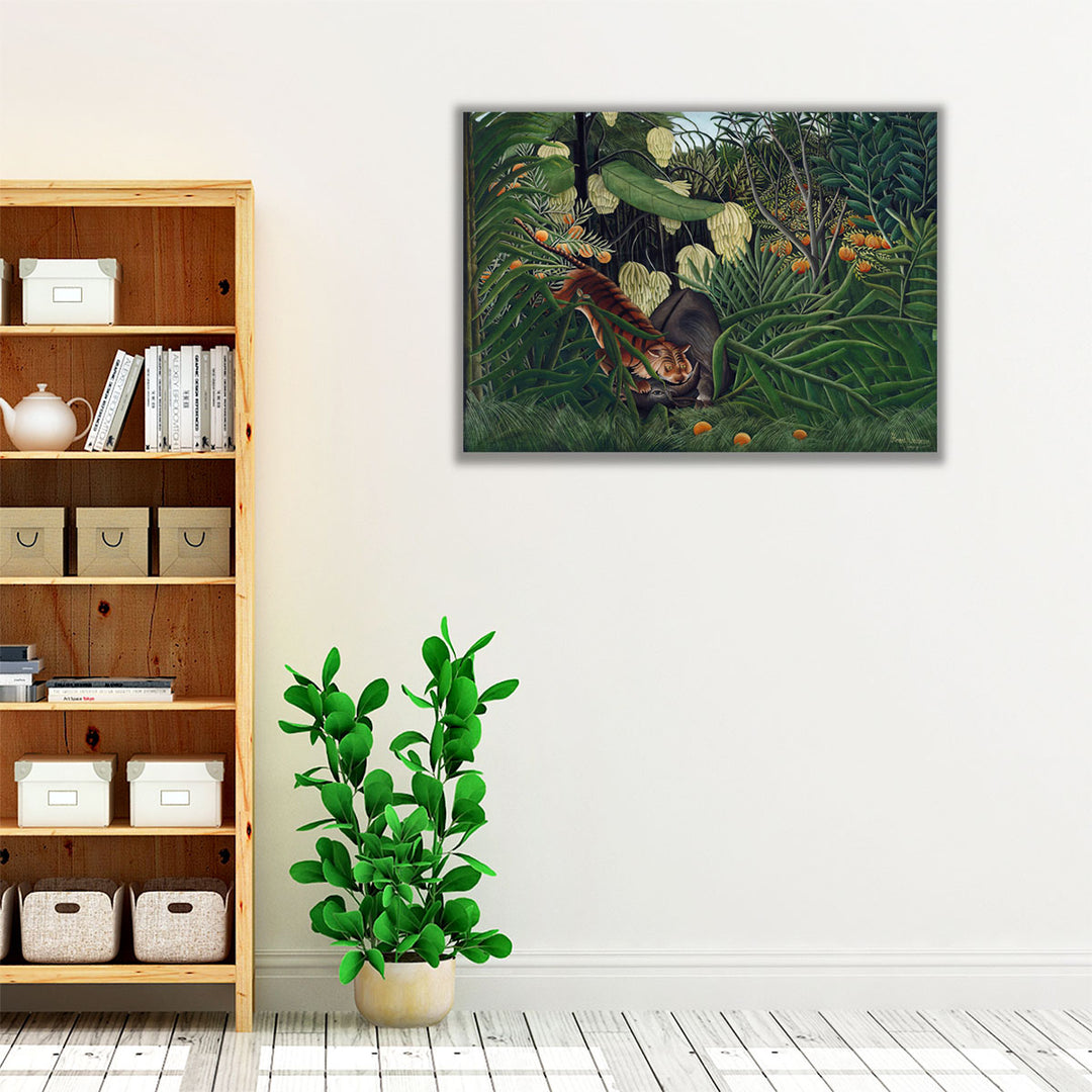 Fight between a Tiger and a Buffalo, 1908 - Canvas Print Wall Art