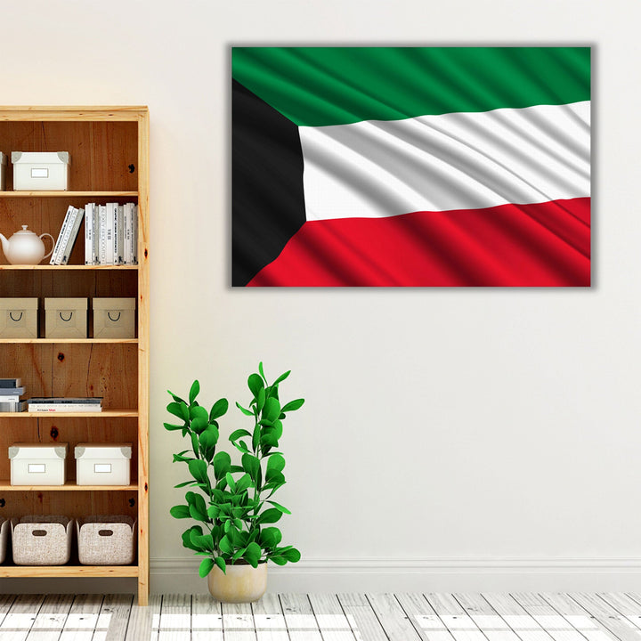 Kuwait Flag Waving - Canvas Print Wall Art