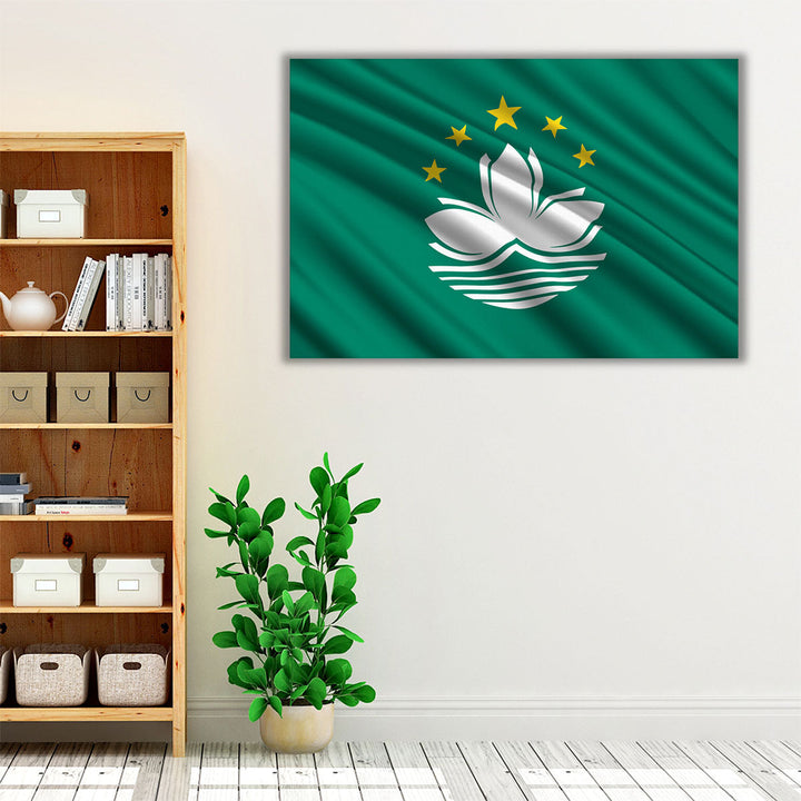 Macau Flag Waving - Canvas Print Wall Art