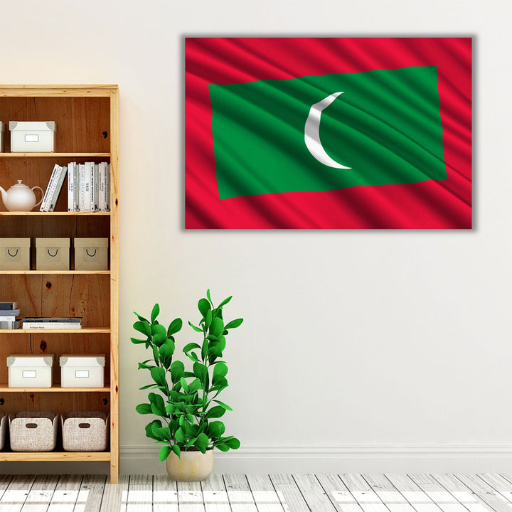 Maldives Flag Waving - Canvas Print Wall Art