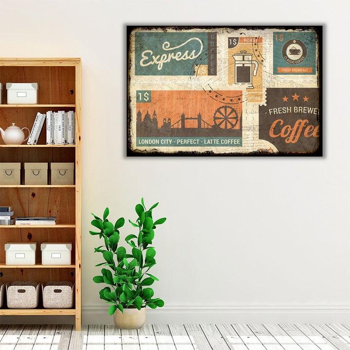Coffee Stamps 1 - Canvas Print Wall Art