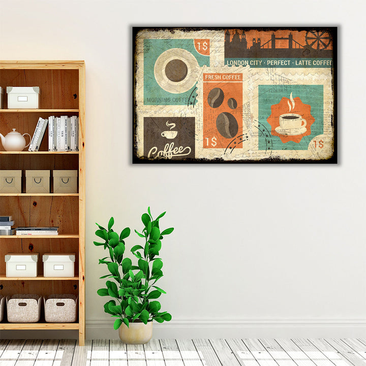 Coffee Stamps 2 - Canvas Print Wall Art