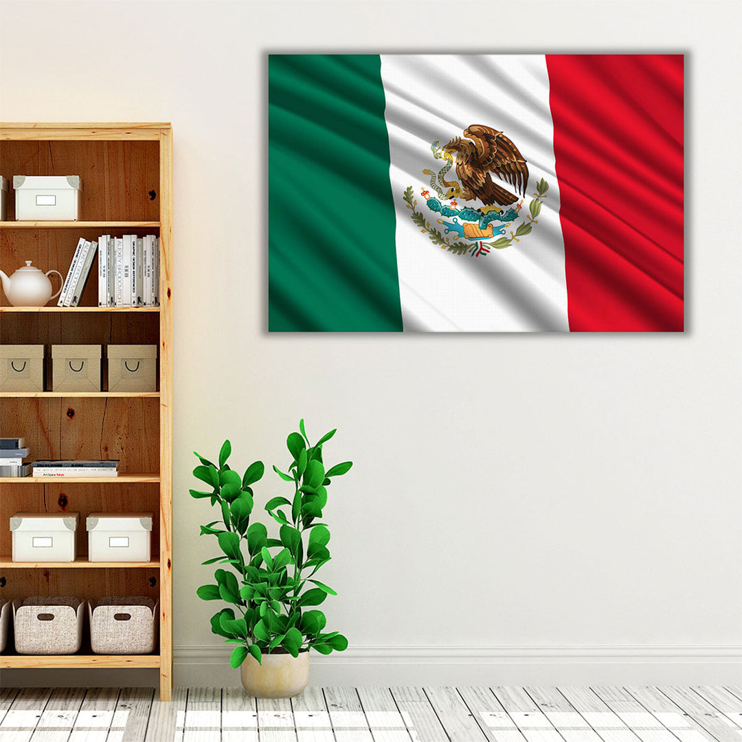 Mexico Flag Waving - Canvas Print Wall Art