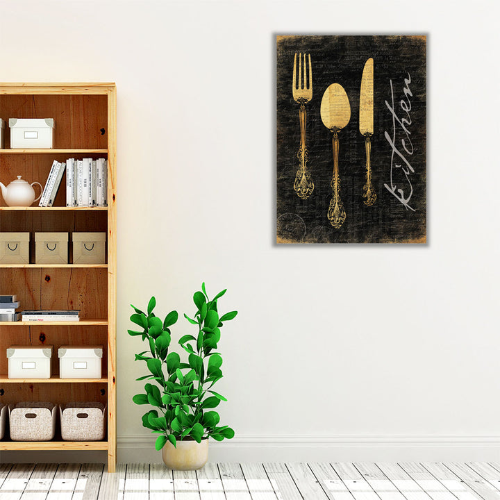 Golden Utensils - Canvas Print Wall Art