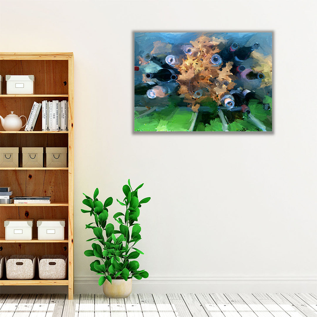 Bottles And Leaves - Canvas Print Wall Art