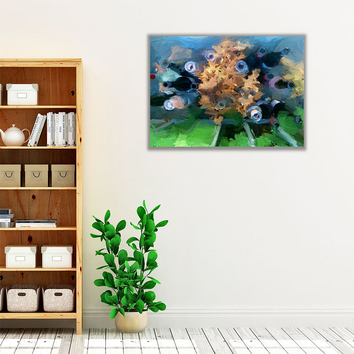 Bottles And Leaves - Canvas Print Wall Art