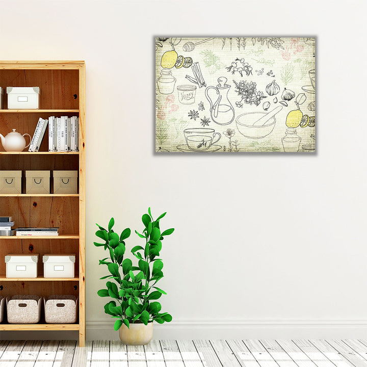 Lemon Tea and Herbs - Canvas Print Wall Art
