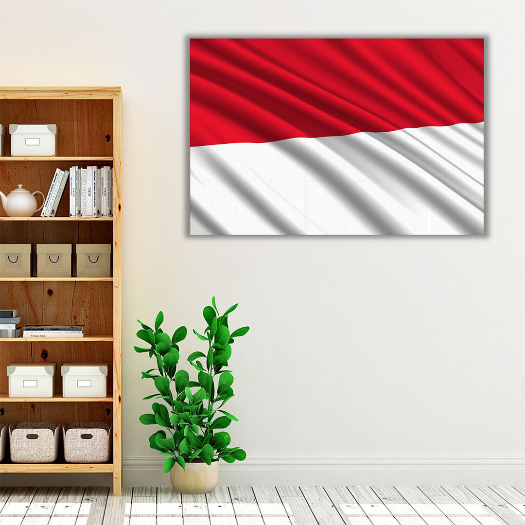 Monaco Flag Waving - Canvas Print Wall Art