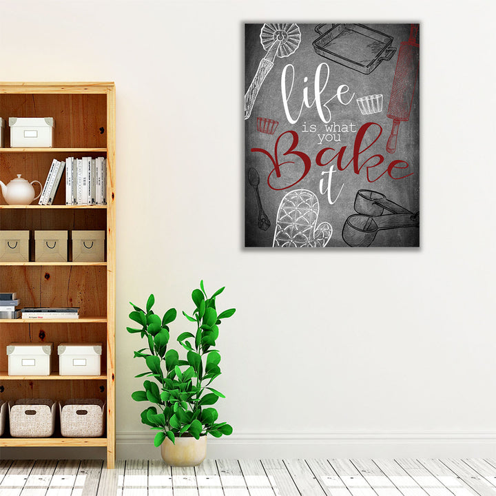 Life is What you Bake It Red - Canvas Print Wall Art
