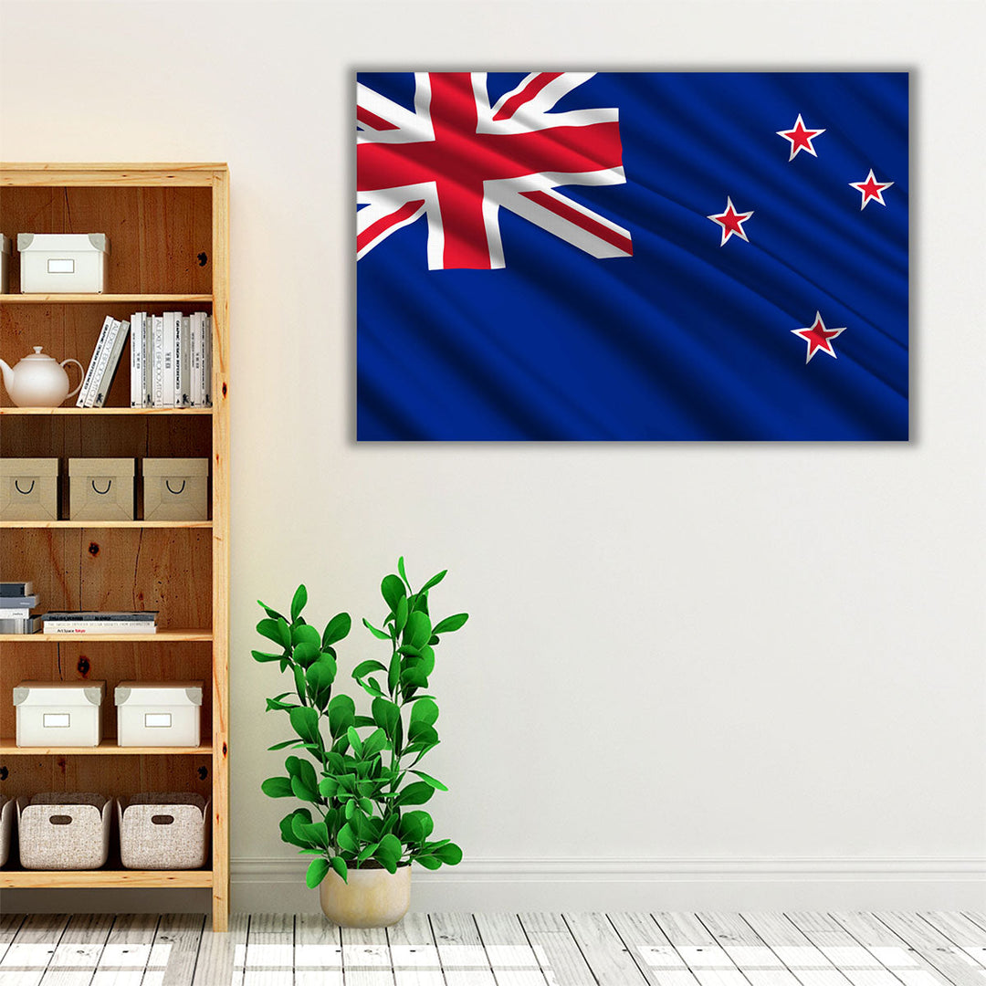 New Zealand Flag Waving - Canvas Print Wall Art