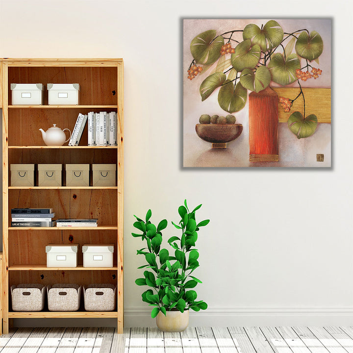Passion Fruit And Vase - Canvas Print Wall Art