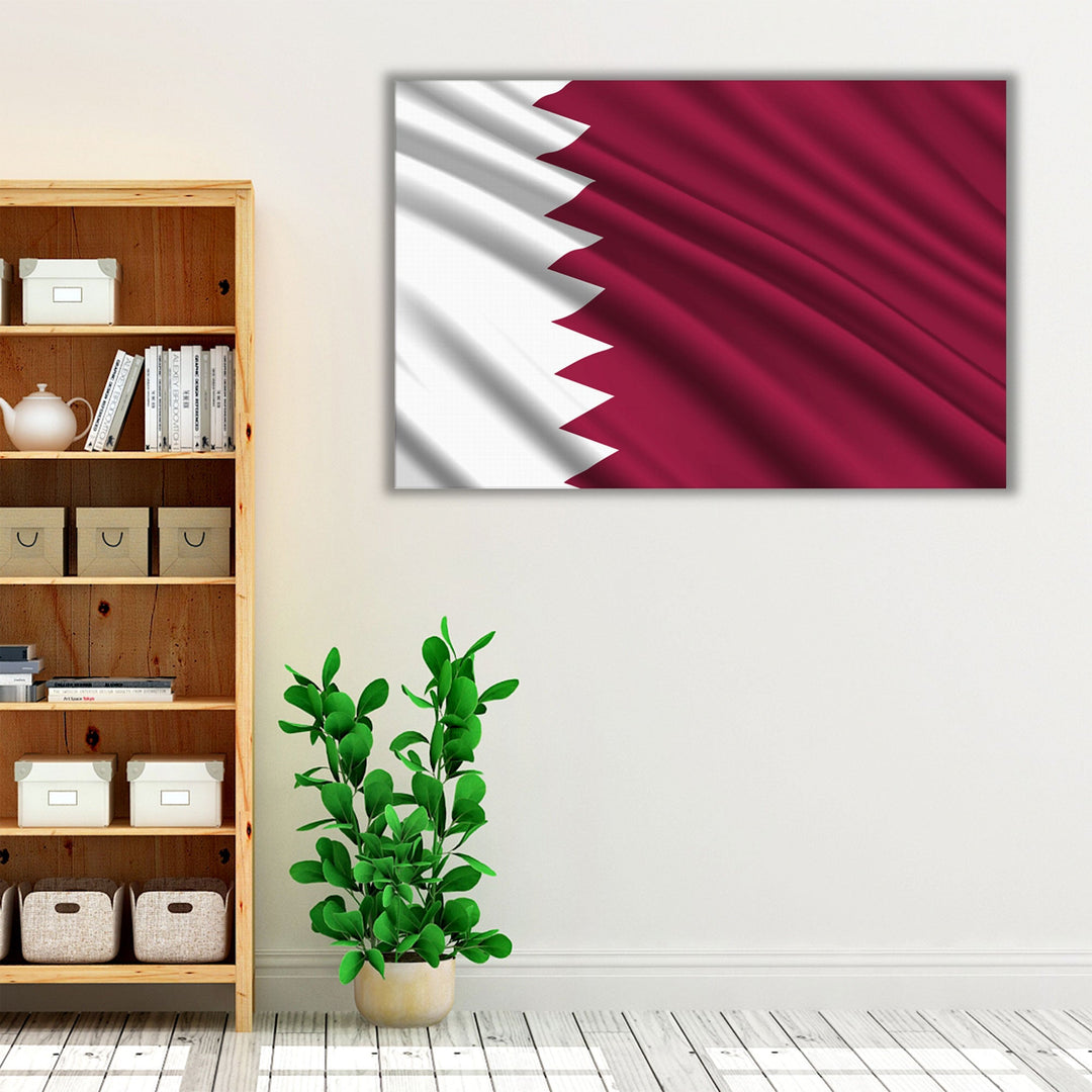 Qatar Flag Waving - Canvas Print Wall Art