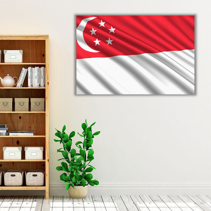 Singapore Flag Waving - Canvas Print Wall Art