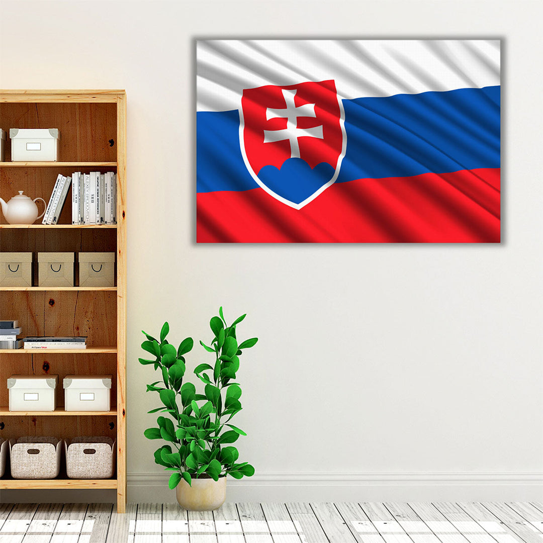 Slovakia Flag Waving - Canvas Print Wall Art