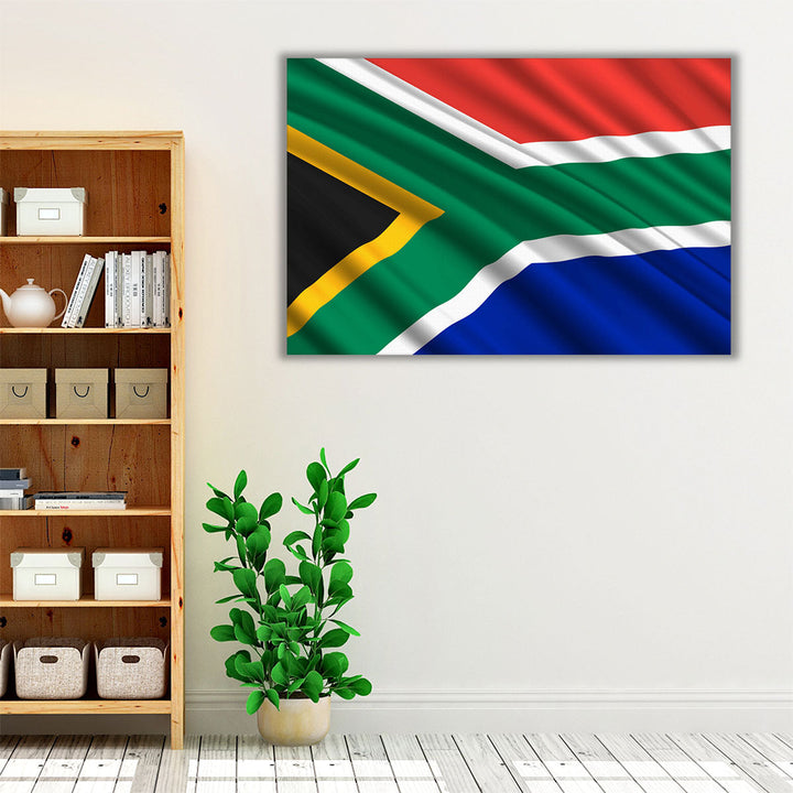 South Africa Flag Waving - Canvas Print Wall Art