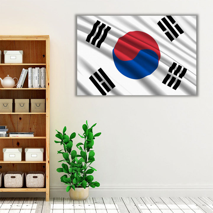 South Korea Flag Waving - Canvas Print Wall Art