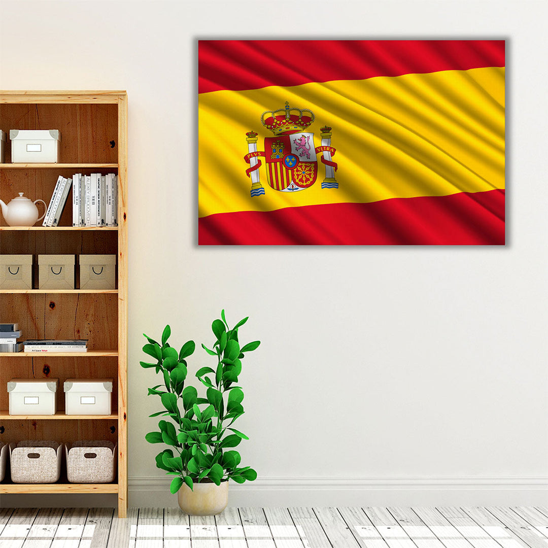 Spain Flag Waving - Canvas Print Wall Art