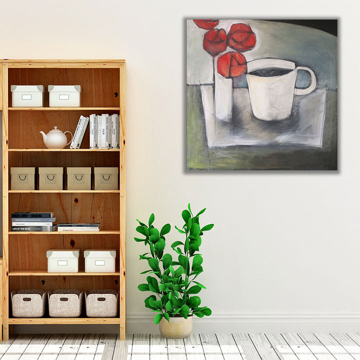 Coffee And Roses - Canvas Print Wall Art