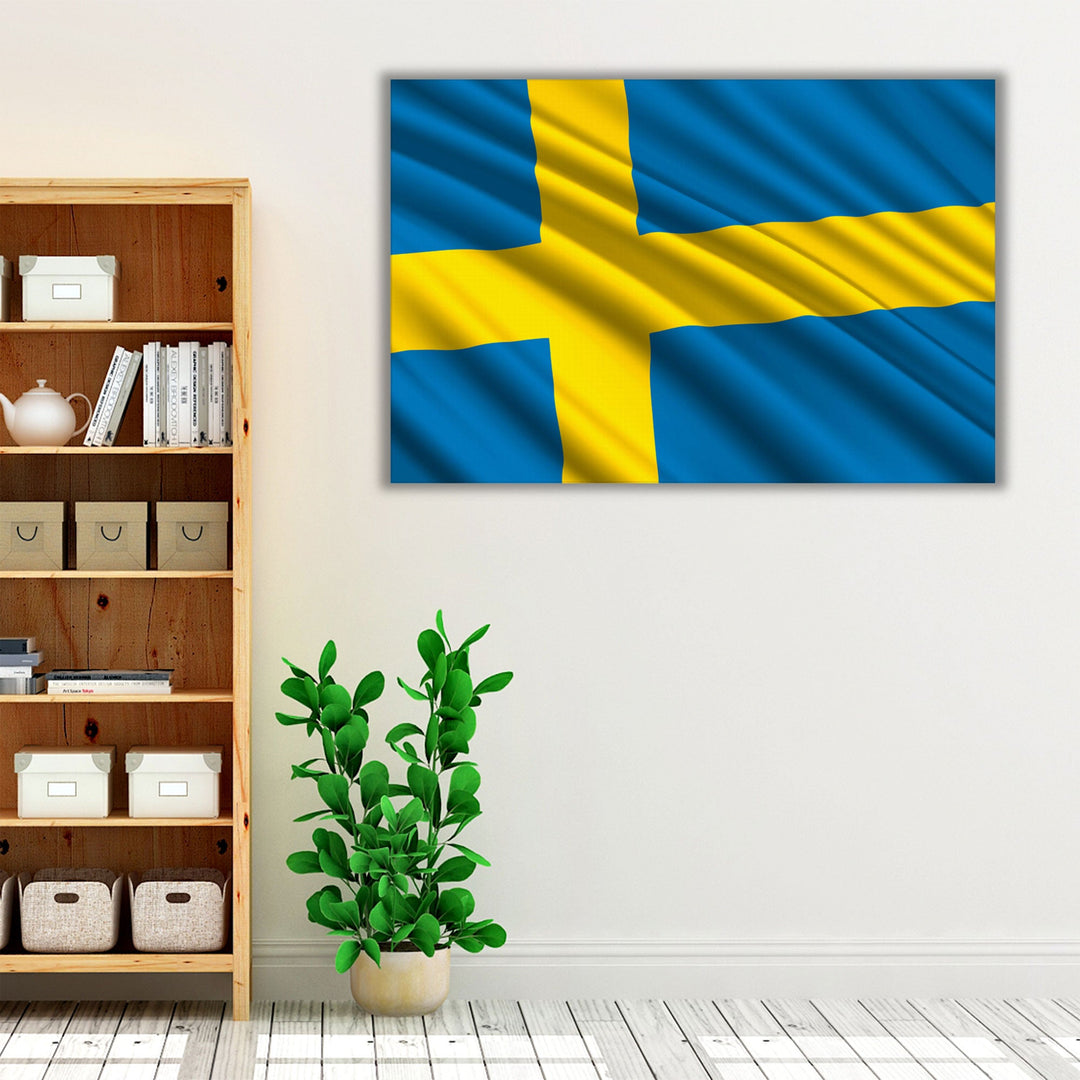 Sweden Flag Waving - Canvas Print Wall Art
