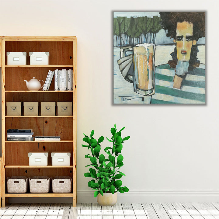 Kitchen Espresso Framed Canvas – modern green décor centerpiece