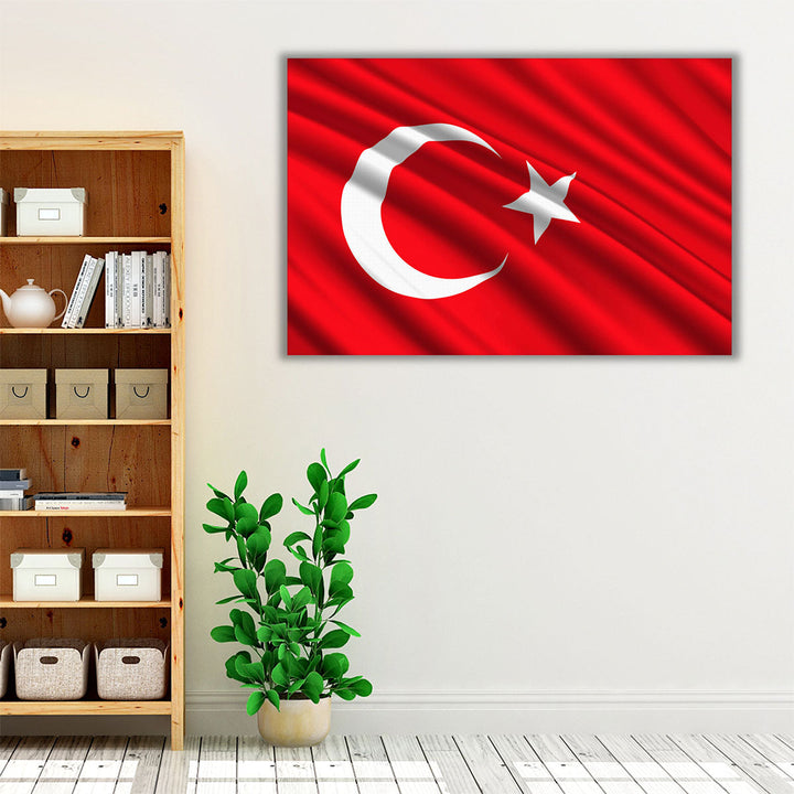 Turkey Flag Waving - Canvas Print Wall Art